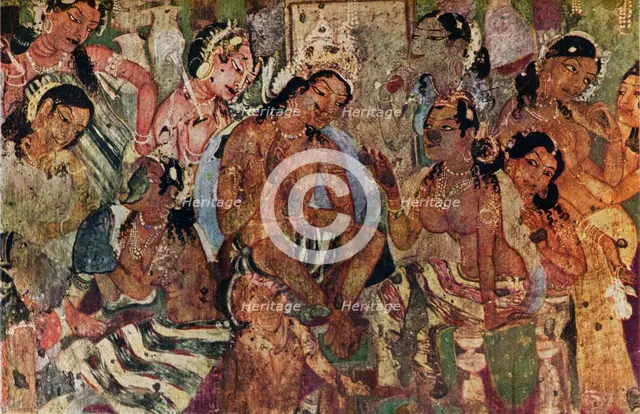 'Wall painting from the Caves of Ajanta of Raja Mahajanaka', c480. Artist: Unknown.
