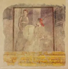 Wall painting fragment from the north wall of Room H of the Villa of P. Fannius..., ca. 50-40 B.C. Creator: Unknown