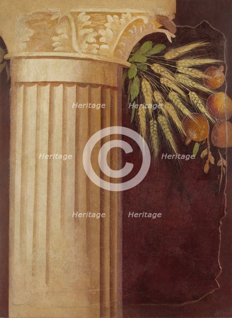 Wall painting fragment from the peristyle of the Villa of P. Fannius Synistor..., ca. 50-40 B.C. Creator: Unknown.