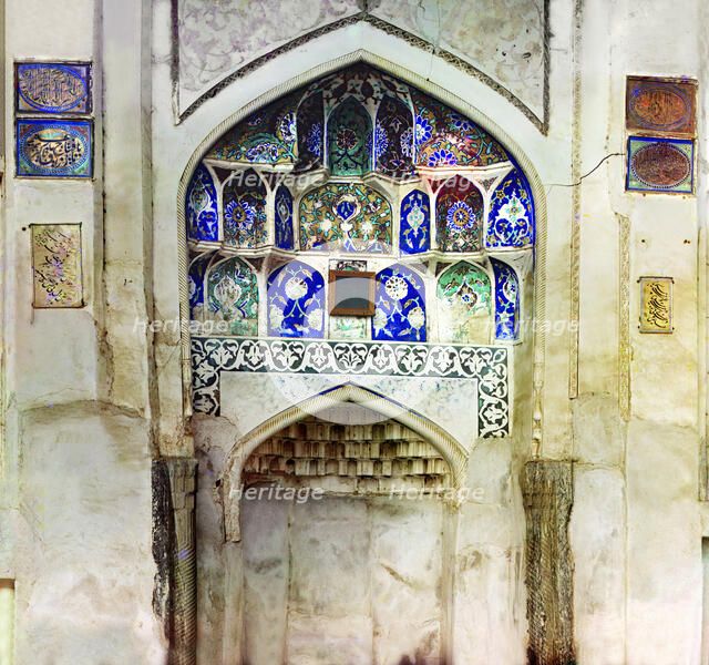 Wall painting in a niche in Bogoeddin, Bukhara, between 1905 and 1915. Creator: Sergey Mikhaylovich Prokudin-Gorsky.