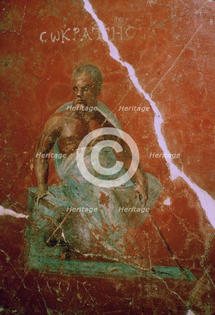 Wall-painting of the Greek philosopher Socrates, 2nd century BC. Artist: Unknown