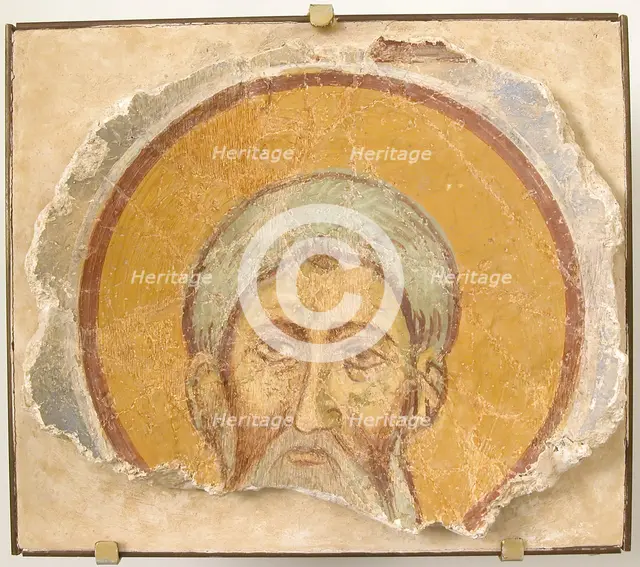 Wall Painting of a Male Saint, 12th century, modern restoration. Creator: Unknown.