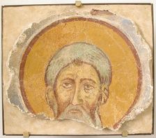 Wall Painting of a Male Saint, 12th century, modern restoration. Creator: Unknown