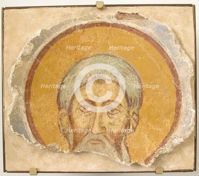 Wall Painting of a Male Saint, Byzantine, 12th century, modern restoration. Creator: Unknown.