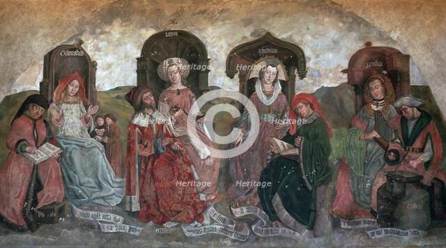 Wall painting of Grammar, Logic, Rhetoric and Music. Artist: Unknown