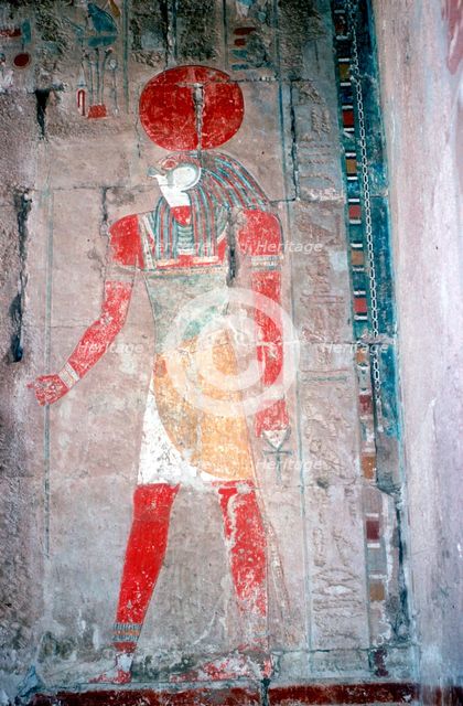 Wall painting of Horus (falcon-headed god), Temple of Queen Hatshepsut, c15thcentury BC. Artist: Unknown