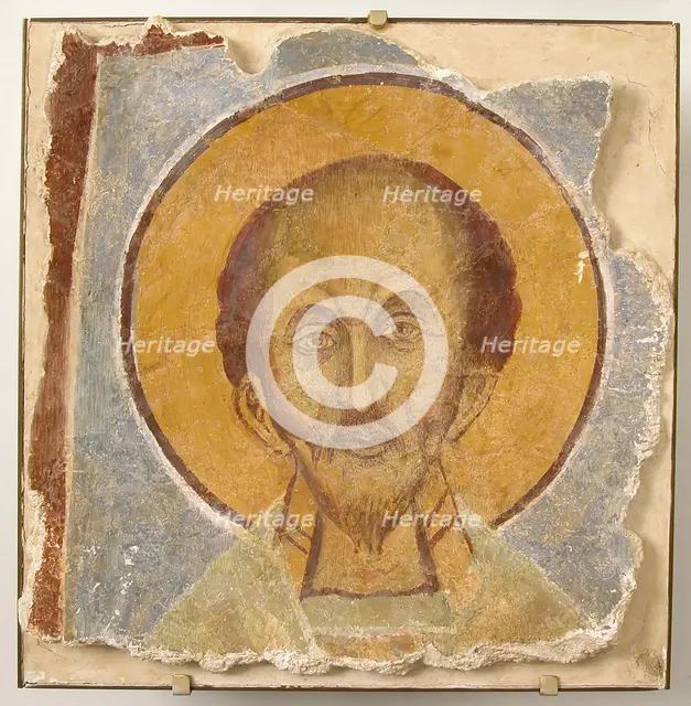 Wall Painting of Male Saint, 12th century, modern restoration. Creator: Unknown.