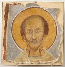 Wall Painting of Male Saint, 12th century, modern restoration. Creator: Unknown
