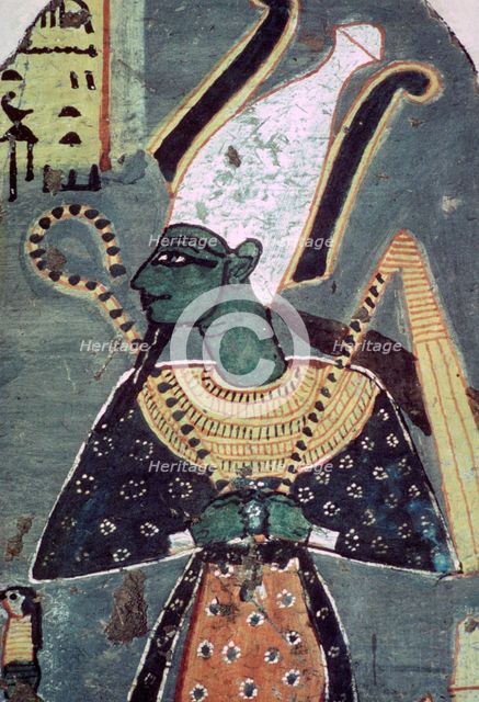Wall painting of Osiris Khenti-Amentiu, from a tomb at Thebes. Artist: Unknown