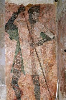 Wall painting of St George in the chapel, Farleigh Hungerford Castle, Somerset, c2007. Artists: Paul Highnam, St George