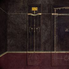 Wall painting on black ground: Egyptianizing scene and pair of swans..., 1st century B.C. Creator: Unknown