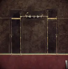 Wall painting on black ground: supports with entrablature, from the imperial villa..., 1st cent B.C. Creator: Unknown