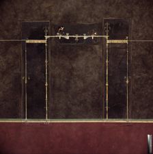 Wall painting on black ground: supports with entrablature, from the imperial villa..., 1st cent B.C. Creator: Unknown