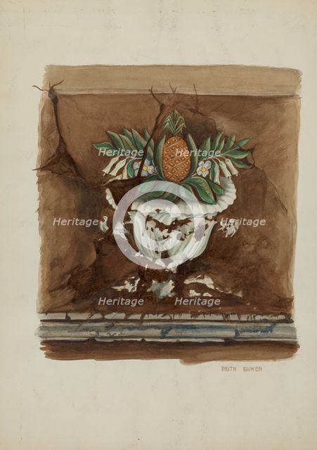 Wall Painting, Pineapple, c. 1940. Creator: Ruth Buker.