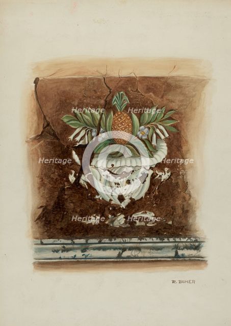 Wall Painting, Pineapple Motif, 1937. Creator: Ruth Buker.