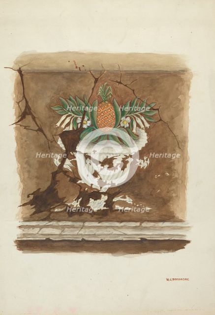 Wall Painting - Pineapple Motif, c. 1937. Creator: W. J. Goodacre.