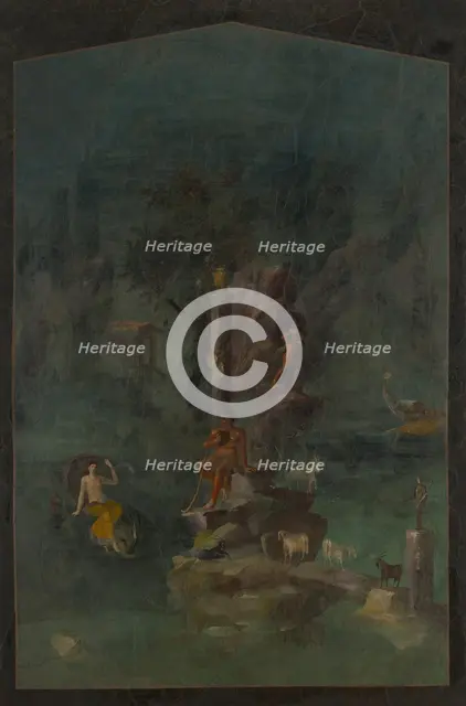 Wall painting: Polyphemus and Galatea in a landscape, from the imperial villa..., 1st century B.C. Creator: Unknown.