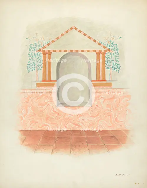 Wall Painting: Restoration Drawing, 1940. Creator: Edith Towner.