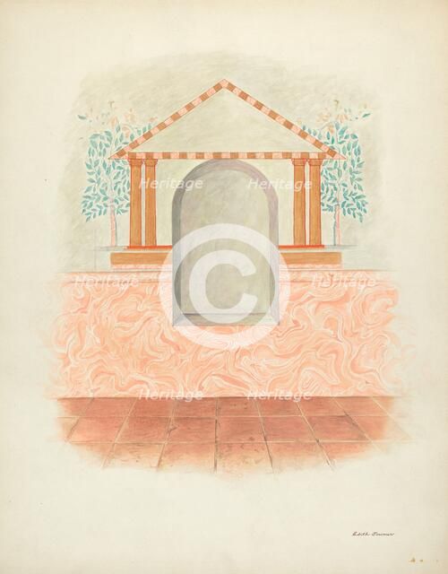 Wall Painting: Restoration Drawing, 1940. Creator: Edith Towner.