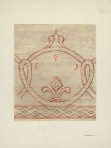 Wall Painting, Restoration Drawing from Reassembled Fragments, c. 1940. Creator: Gerald Transpota