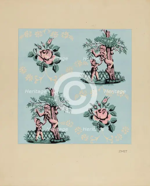Wall Paper ("The Cherry Boy"), c. 1937. Creator: A. Zimet.