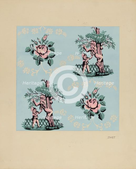 Wall Paper ("The Cherry Boy"), c. 1937. Creator: A. Zimet.