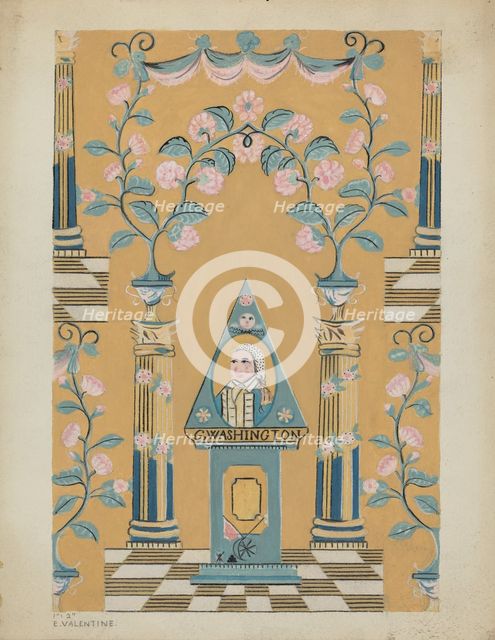 Wall Paper and Border, c. 1936. Creator: Elizabeth Valentine.