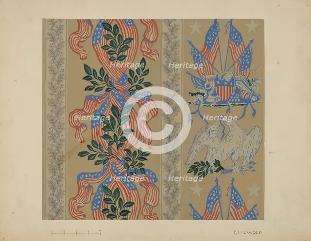 Wall Paper and Border, c. 1937. Creator: Sidney Liswood.