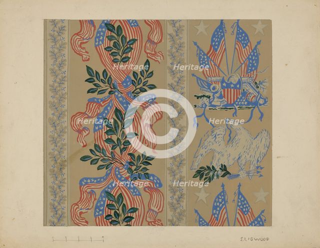Wall Paper and Border, c. 1937. Creator: Sidney Liswood.
