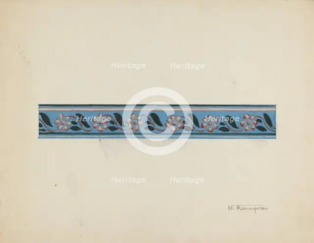 Wall Paper Border on Bandbox Lid, c. 1936. Creator: Nicholas Acampora.