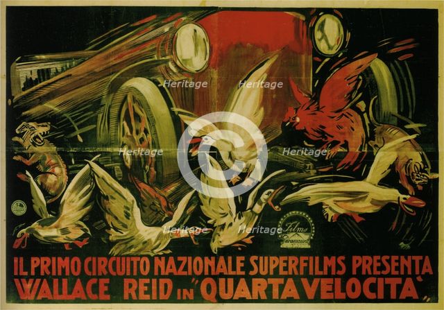 Wallace Reid in Film Double Speed, 1920. Artist: Galantara, Gabriele (1867-1937)