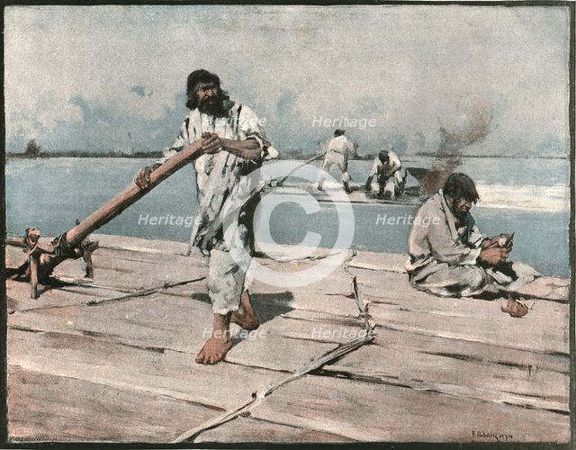 ''"Wallachian Rafts, Lower Danube" after Frank Brangwyn', 1891. Creator: Frank Brangwyn.