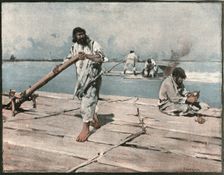 '"Wallachian Rafts, Lower Danube" after Frank Brangwyn 1891. Creator: Frank Brangwyn