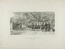 Wallachian Round, Performed by the Tsiganes and Danced by the Second Regiment Musicians at..., 1839. Creator: Auguste Raffet