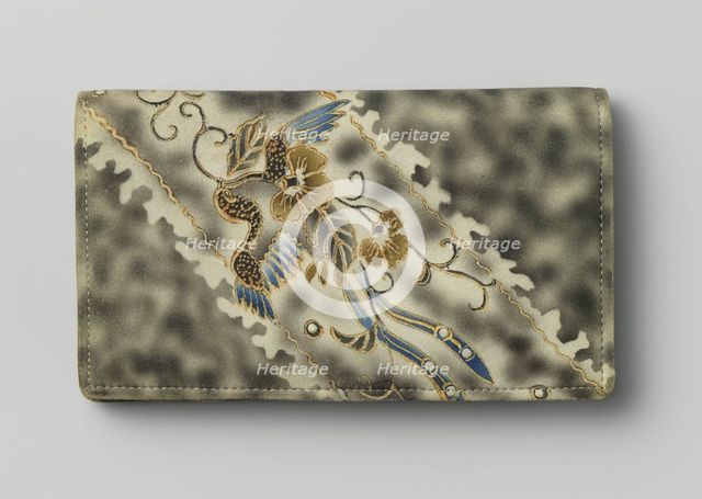 Wallet or purse with birds and flowers on marbled suede, c.1900-c.1925.  Creator: Anon.