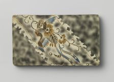 Wallet or purse with birds and flowers on marbled suede, c.1900-c.1925. Creator: Anon