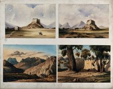 Walled city with lone horseman, Afghanistan. Creator: Unknown