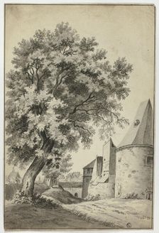Walled Village and Tall Tree, n.d. Creator: Unknown