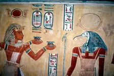 Wallpainting of Rameses III before Thoth, Valley of the Queens, Luxor, Egypt, c12th century BC