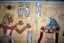 Wallpainting of Rameses III before Thoth, Valley of the Queens, Luxor, Egypt, c12th century BC