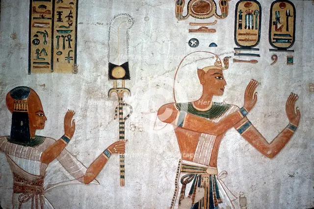 Wallpainting of Rameses III leading deceased son to the gods, Valley of the Queens, Egypt, c12thC BC Artist: Unknown