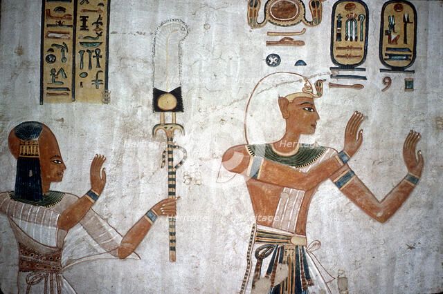 Wallpainting of Rameses III leading deceased son to the gods, Valley of the Queens, Egypt, c12thC BC Artist: Unknown