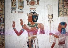 Wallpainting of Rameses III leading deceased son to the gods, Valley of the Queens, Egypt, c12thC BC