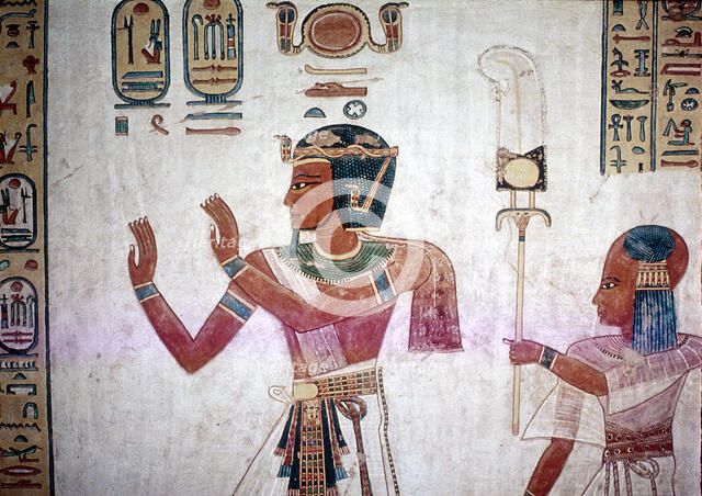 Wallpainting of Rameses III leading deceased son to the gods, Valley of the Queens, Egypt, c12thC BC Artist: Unknown