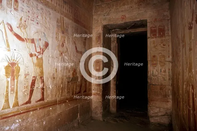 Wallpaintings, Temple of Sethos I, Abydos, Egypt, 19th Dynasty, c1280 BC. Artist: Unknown