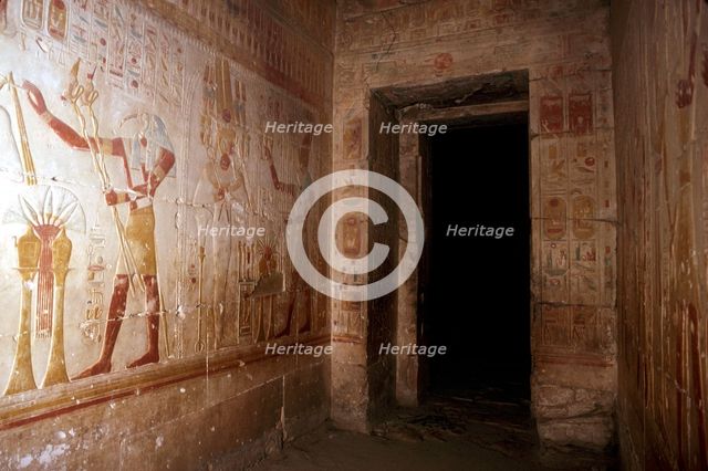 Wallpaintings, Temple of Sethos I, Abydos, Egypt, 19th Dynasty, c1280 BC. Artist: Unknown
