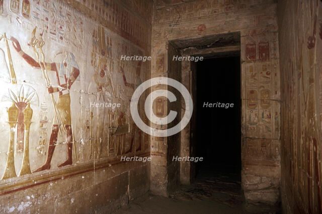 Wallpaintings, Temple of Sethos I, Abydos, Egypt, 19th Dynasty, c1280 BC. Artist: Unknown