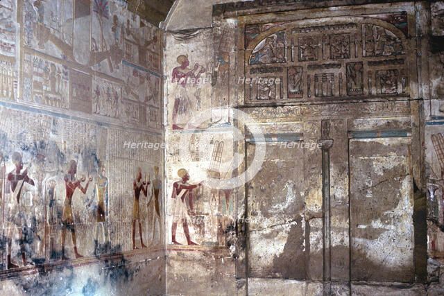 Wallpaintings and False Doors, Temple of Sethos I, Abydos, Egypt, 19th Dynasty, c1280 BC. Artist: Unknown