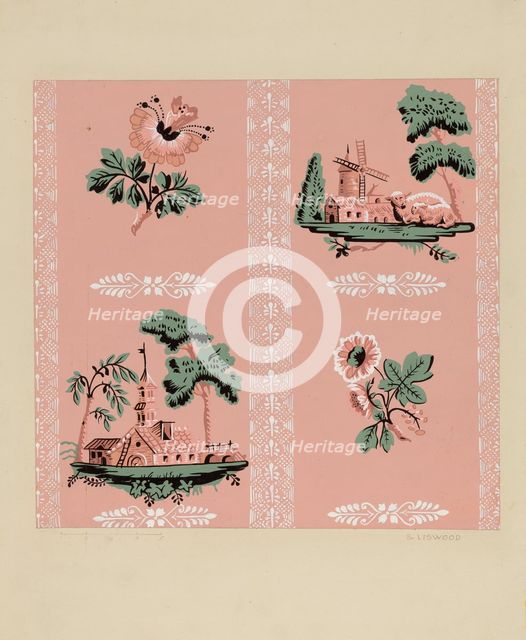 Wallpaper, 1935/1942. Creator: Sidney Liswood.
