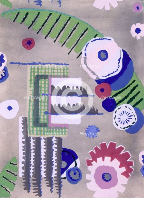 Wallpaper design by Maison Hans et Fils, pub. 1930. Creator: French School (20th Century).